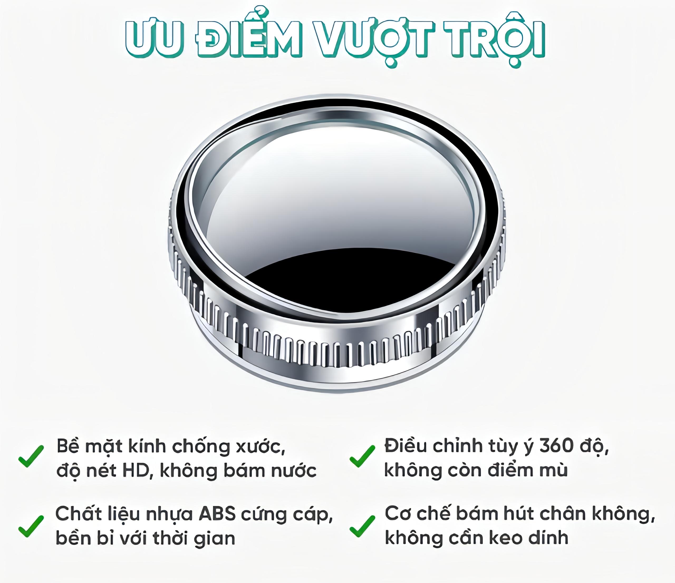 Gương Cầu Lồi Ô Tô UHERO Chính Hãng – Xoay 360 Độ, Xoá Điểm Mù Tuyêth Đối - Ảnh 4